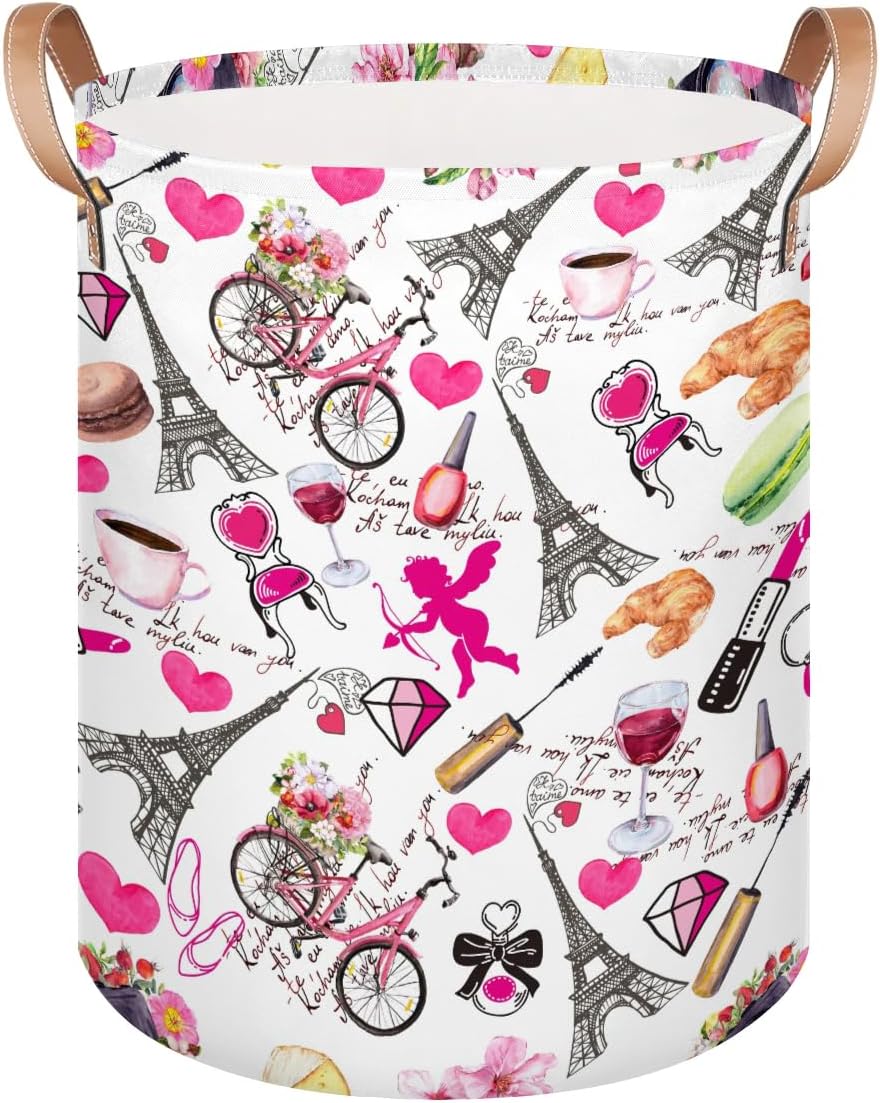 Romantic Paris Tower Laundry Basket Eiffel Fabric Basket Foldable