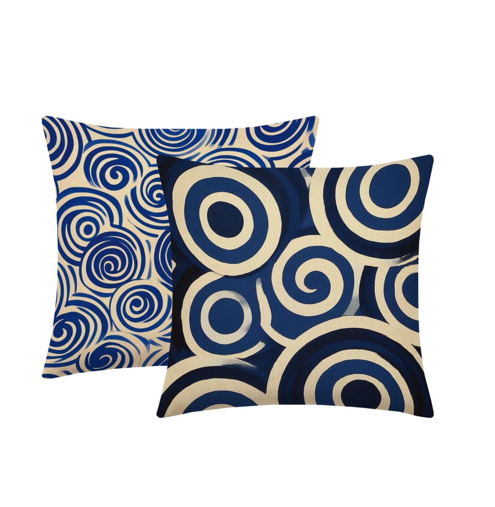 Kissenbezug 65x65cm Outdoor Kissen 2er Set Abstrakt Blau-2 Samt Dekokissen
