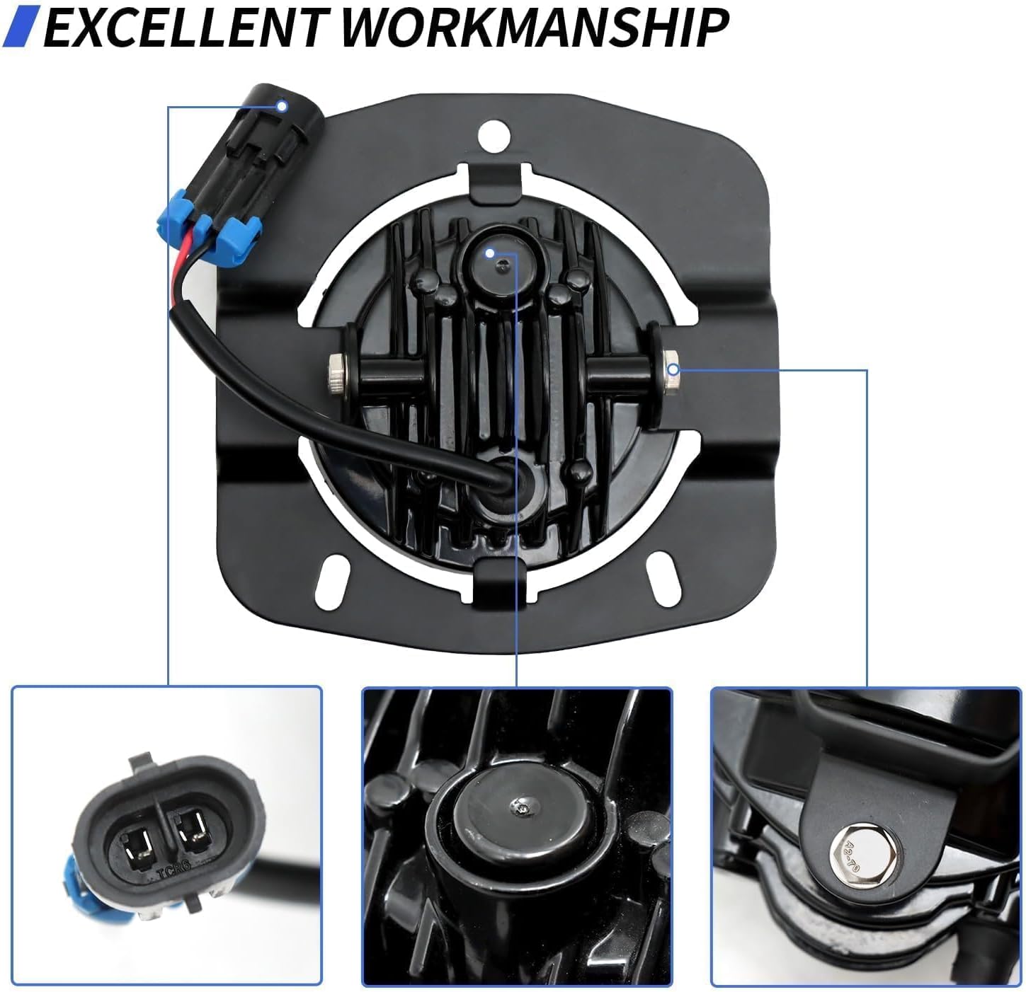 Full LED Fog Light Fits for 2013-2019 Kenworth T680 Left Driver and Right Passenger Side Front Bumper Driving Projector Fog Lamps, Chrome Housing