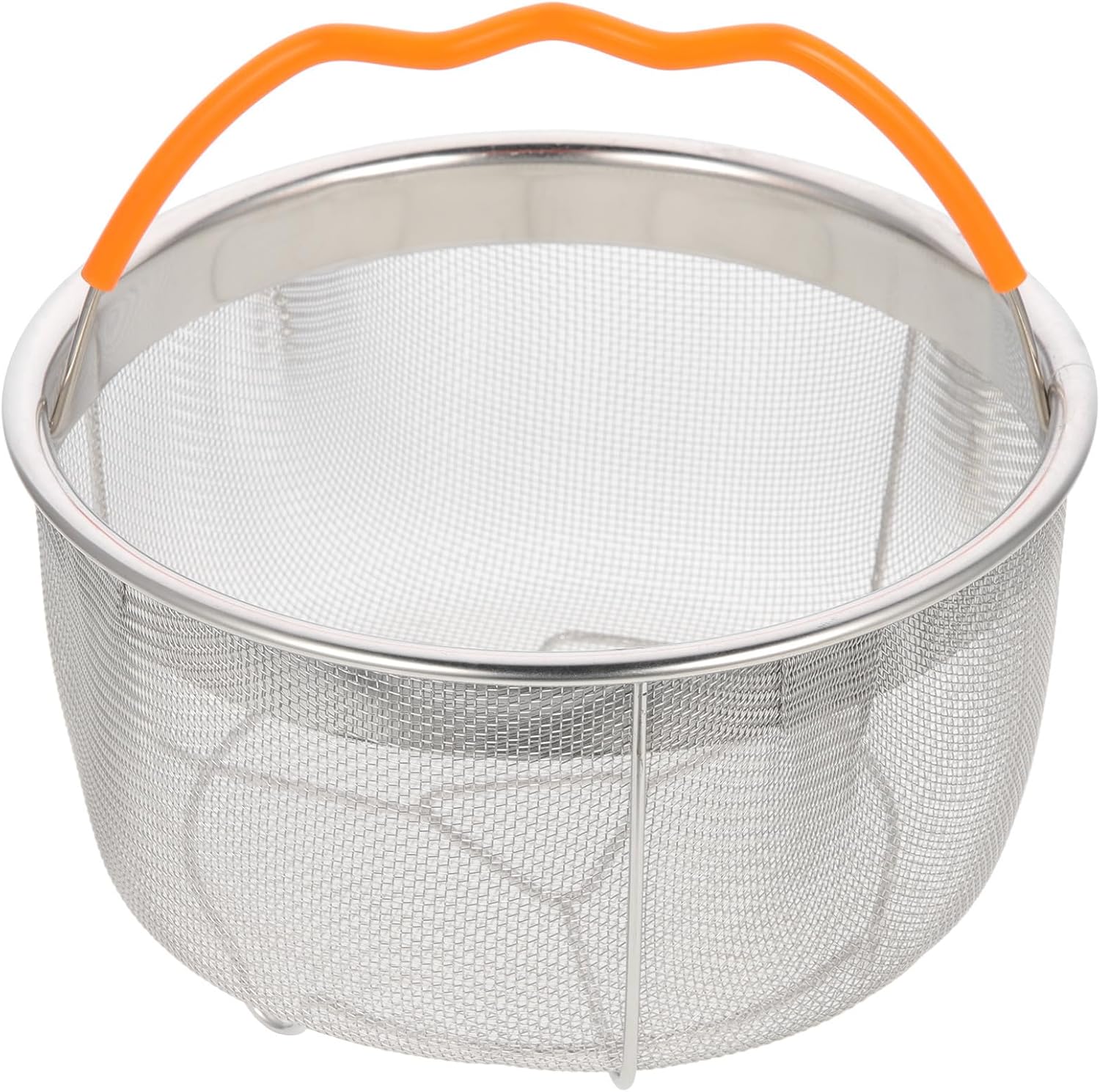 LABRIMP Stainless Steel and Silicone Portable Food Steaming Basket with Drain for Rice Cooker, Easy to Store Kitchen Draining Basket for Restaurants and Homes