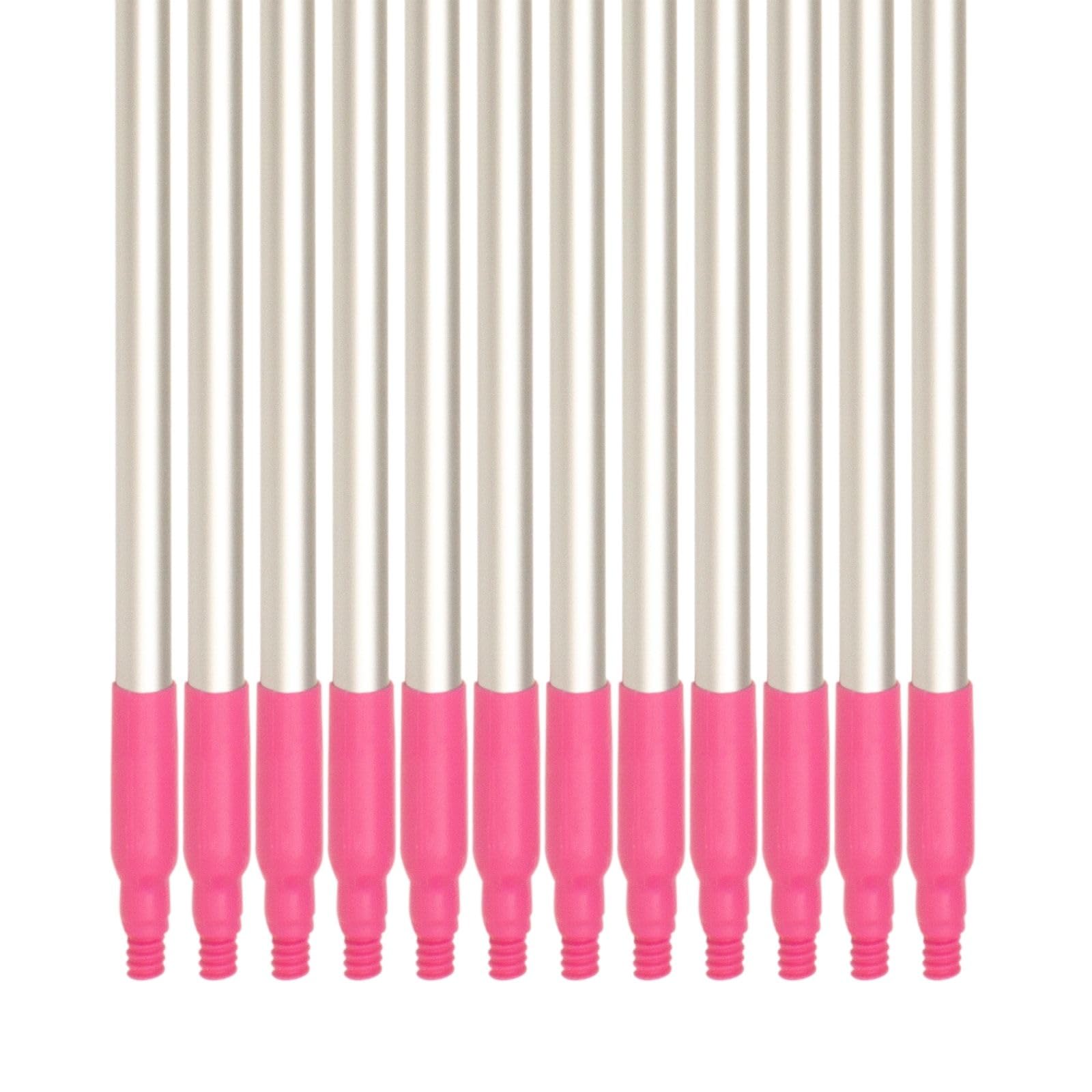 SPARTA Adjustable Aluminum Broomstick, 48” Mop and Broom Handle Replacement with Color-Coded System for Environments with Harsh Cleaning Agents, Aluminum, 48 Inches, Pink, (Pack of 12)