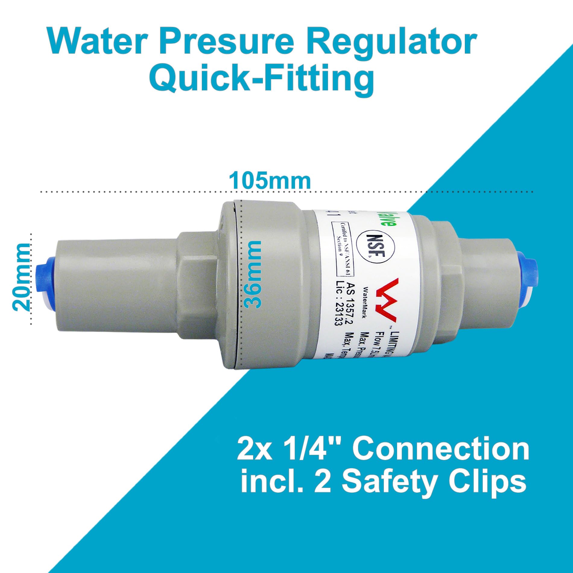 Riduttore Pressione Acqua 1/4" Per Impianti Osmosi Inversa - Valvola Sicurezza Con Attacco Rapido - Foto 13