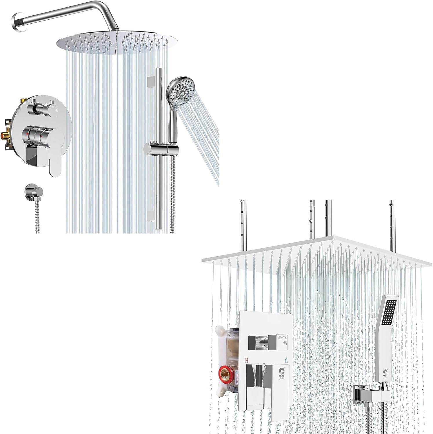SR SUN RISE 12 Inch Shower System Slide Bar Shower Faucets Sets