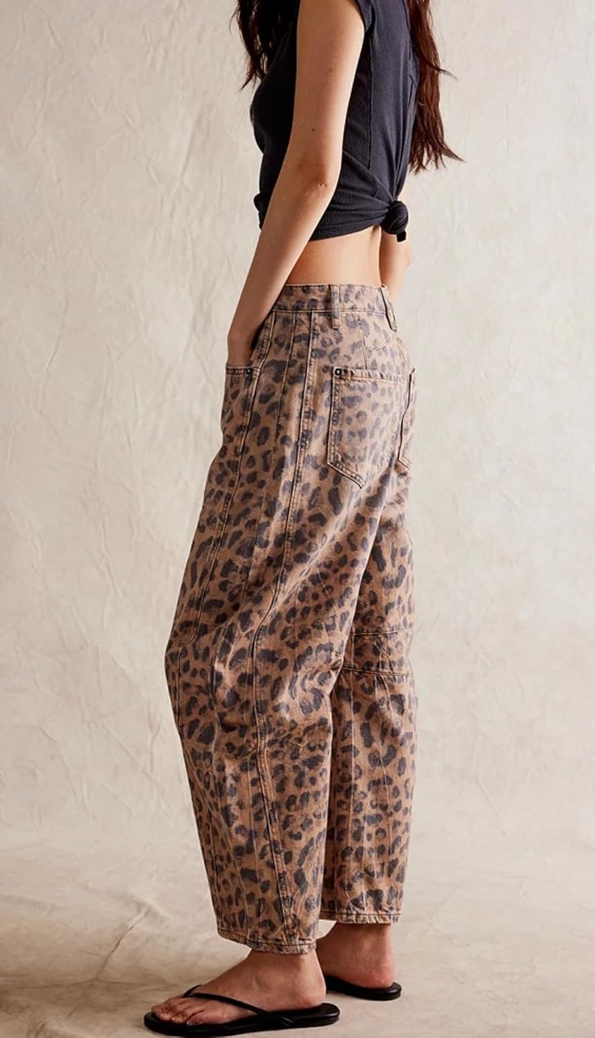 CHARTOU Women's Wide Leg Cropped Baggy Y2k Mid Rise Jeans - Boyfriend Harem Denim Pants - Image 3