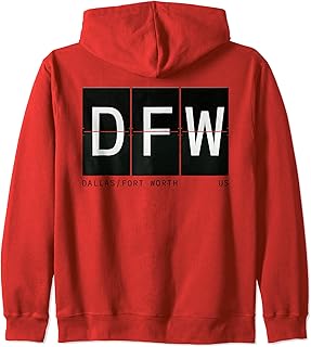 DFW Dallas Fort Worth Texas Airport Code World Traveler Zip Hoodie