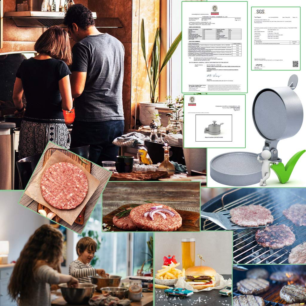 laffeya Pressa per hamburger, regolabile con 50 fogli di carta da forno