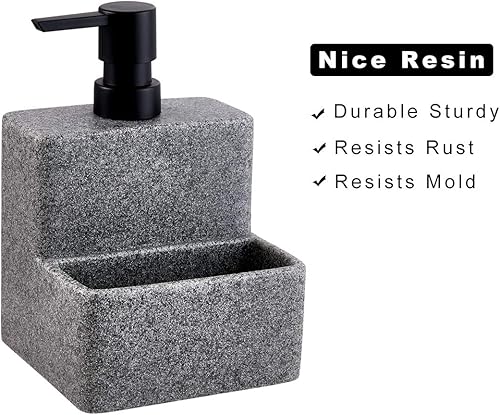 Miniatura 5 de zccz Dispensador de jabón con soporte para esponja, dispensador de jabón líquido para manos y platos, botella y soporte de esponja 2 en 1 para