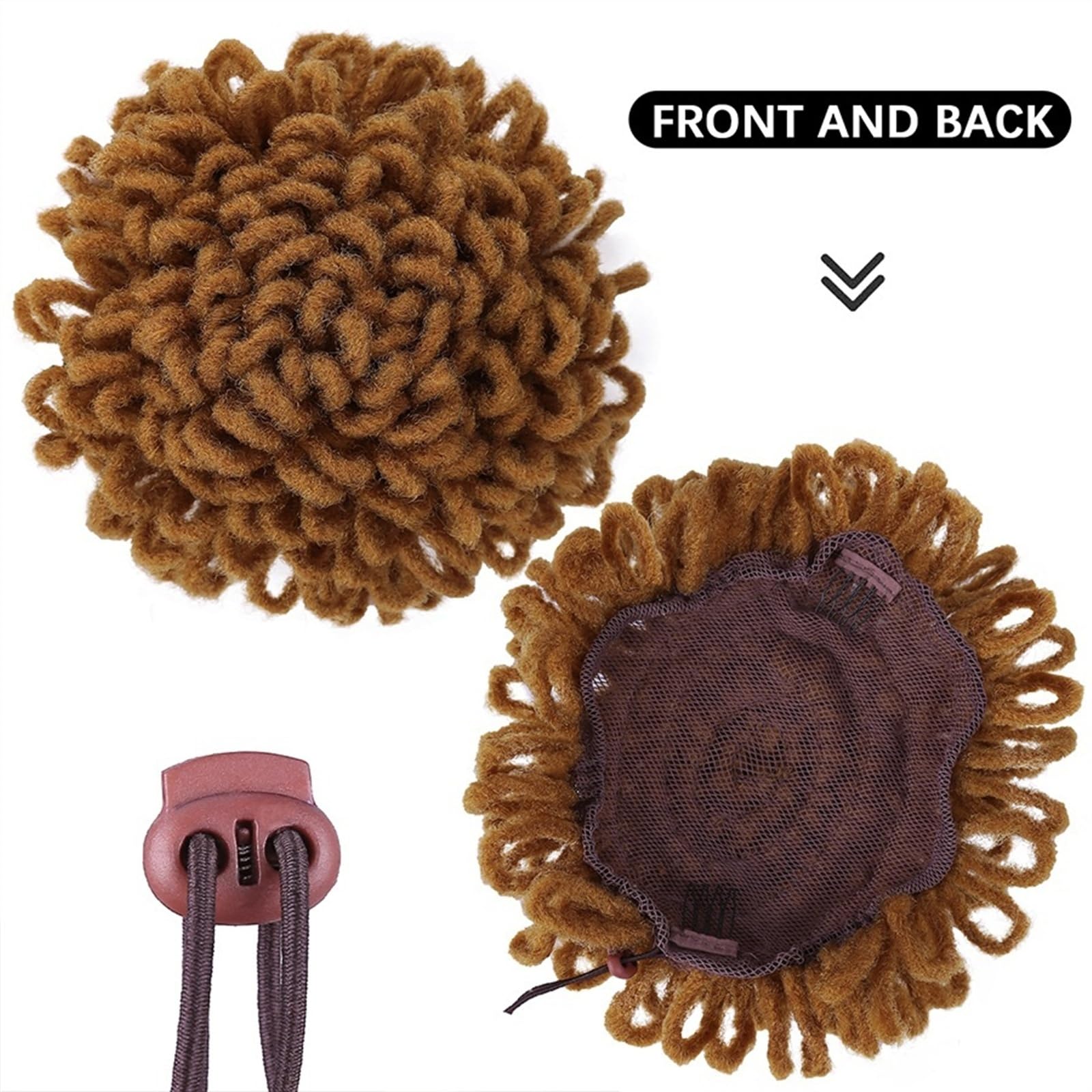 Perücke Brötchen Dreadlock Dutt Afro High Puff Kordelzug Pferdeschwanz Haarknoten Haarteile Faux Locs Clip In Pferdeschwanz Extensions Synthetische Haarknoten Stücke for schwarze Frauen für Partys, de