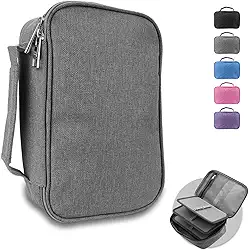 Estojo Escolar Grande Capacidade, Estojo Box Jumbo Com Alça e Elastico para 72 canetas ou lápis, Feminino Masculino, Infantil Adulto, Organizador Com Divisórias e Zíper (CINZA)