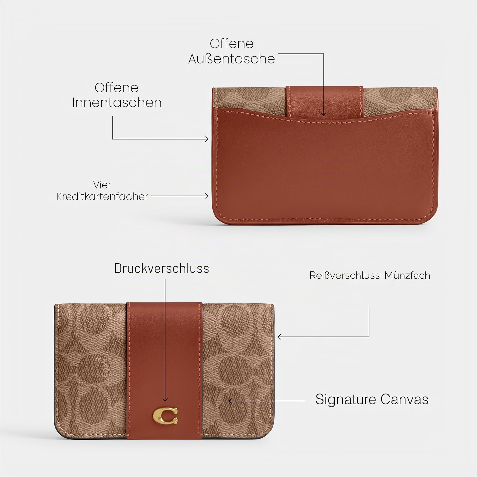 Coach Kartenetui Damen Slim B4/Tan Caramel Slim Card Case, B4/Tan Caramel, Schlankes Kartenetui