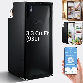 12 Volt RV Refrigerator10F47F,3.3 Cu.Ft 98QT Dual Zone RV Fridge Freezer with APP Control&Reversible Door,Direct Hardwire Design,Triple Battery Protection Compressor Cooler for Camper/Boat/Yacht
