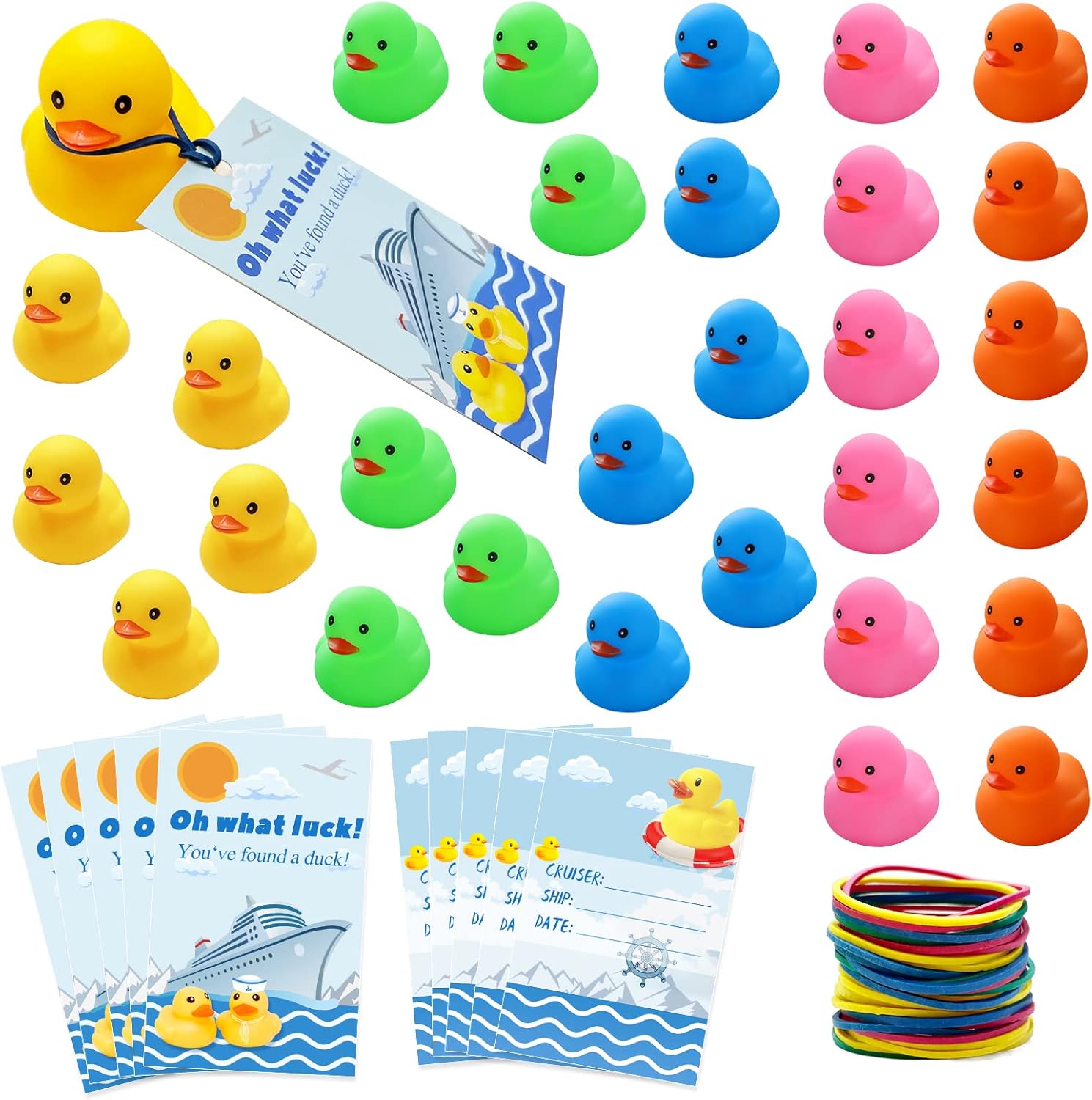 JODIE 90 Pcs Cruise Duck Tags Kits Include Rubber Sailing