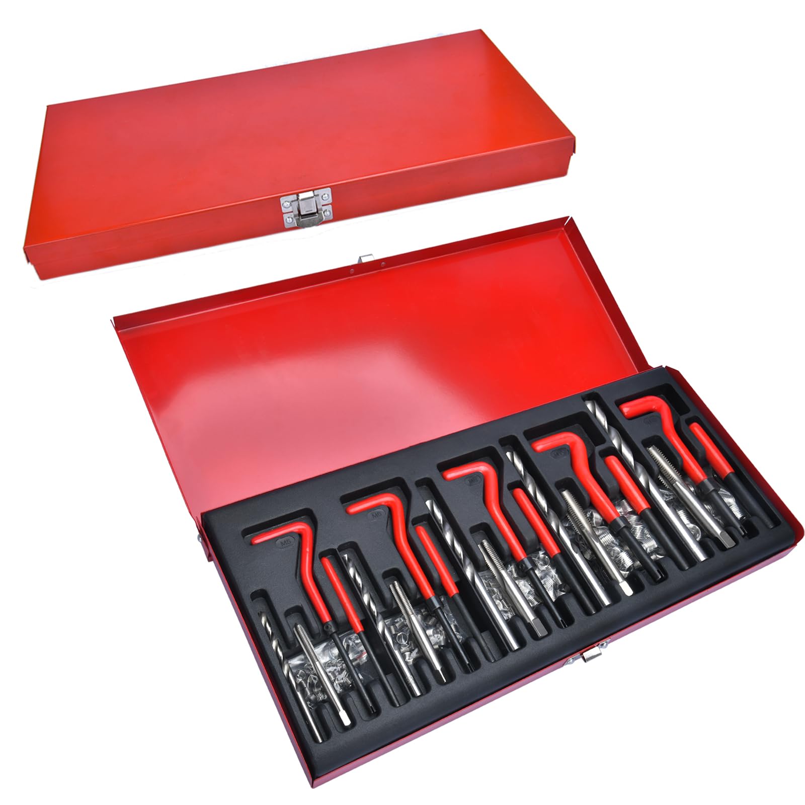 131 Pezzi Kit di Riparazione Filettatura Strumento Kit di Riparazione Filettatura per Motore Auto Filetti Riparazione Filettatura Manicotto Set Metrico M5 M6 M8 M10 M12