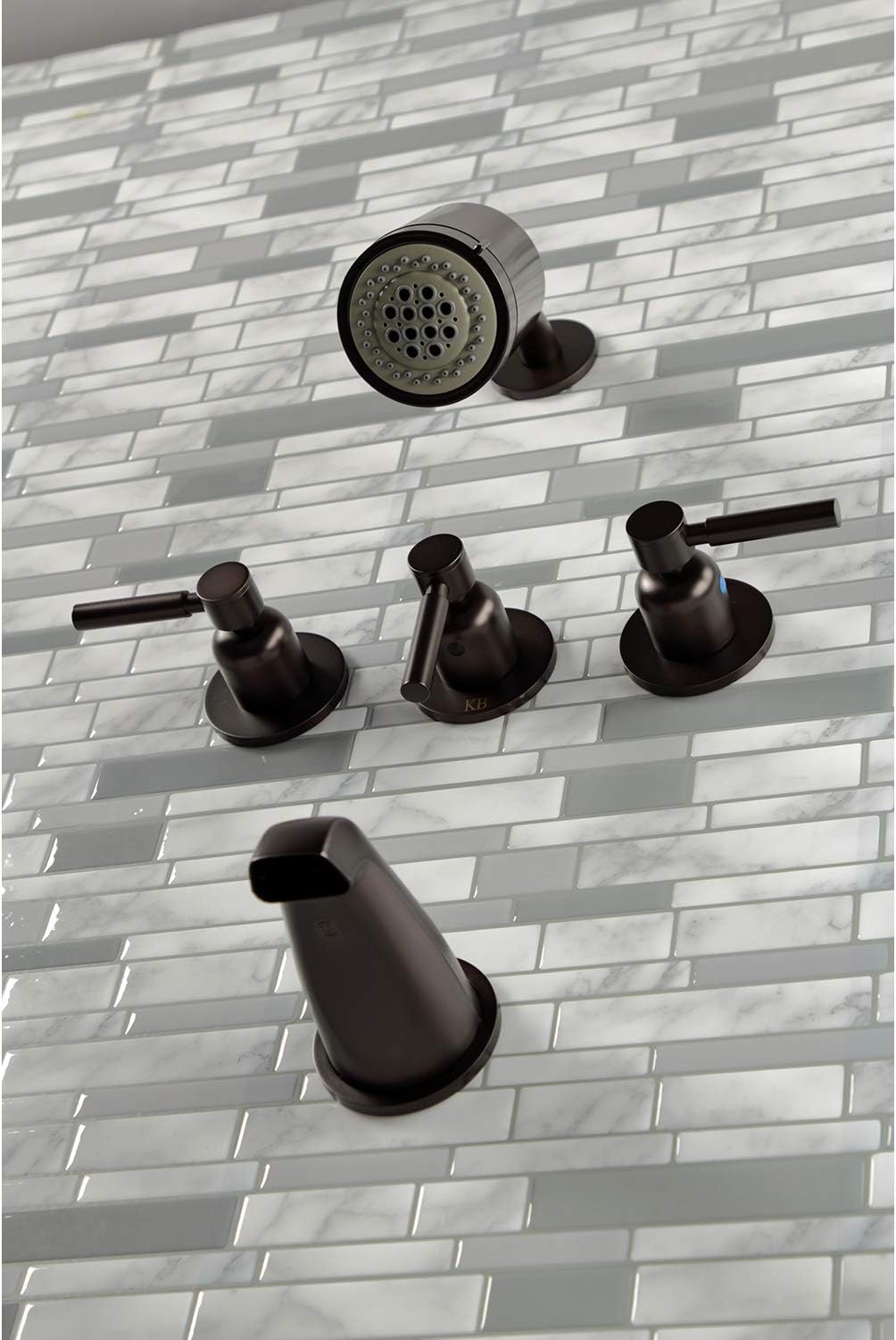 Kingston Brass KBX8135DL Concord Triple-Handle Tub and Shower Faucet in Oil Rubbed Bronze