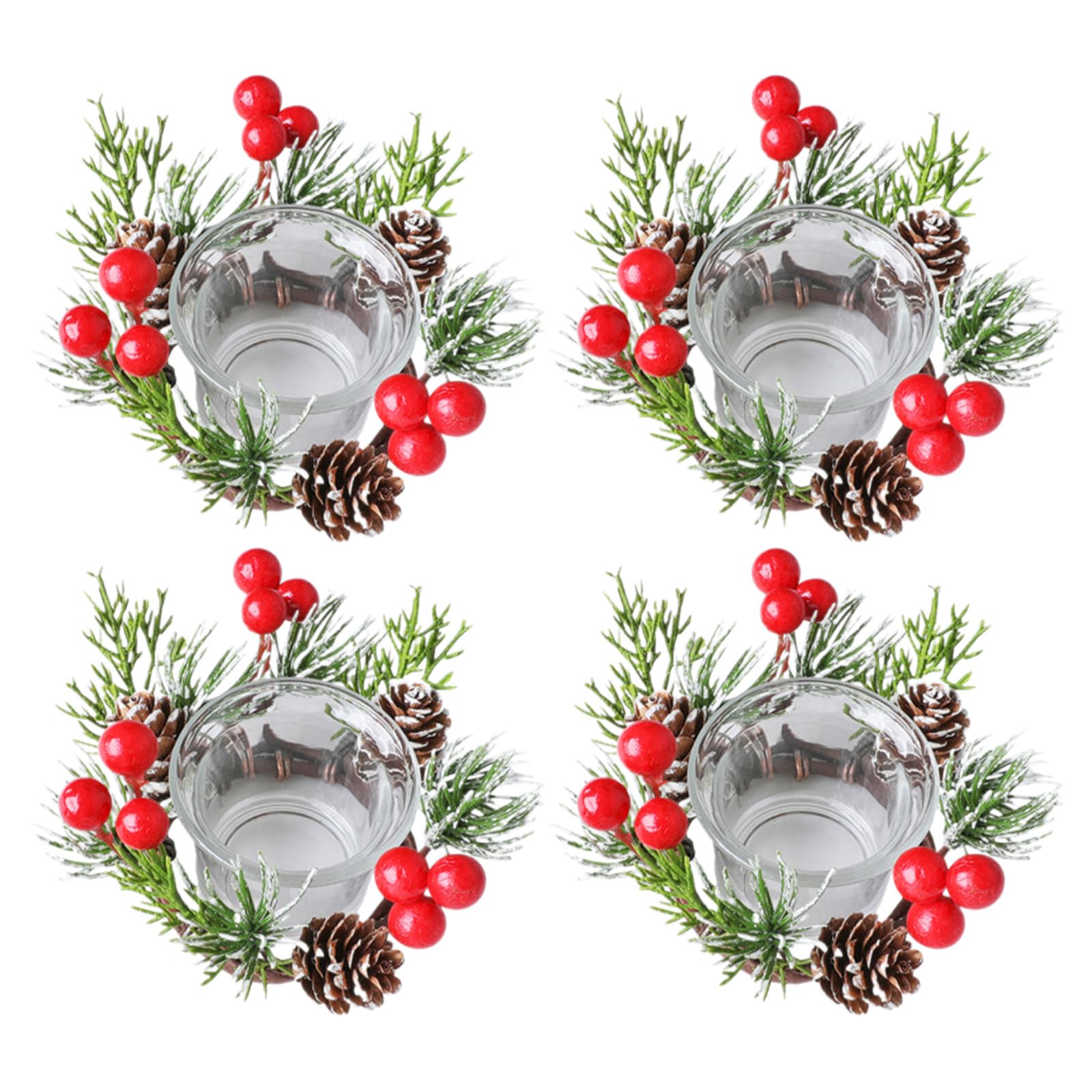 Anneaux de bougies de Noël avec pommes de pin pour illuminer votre table de fête