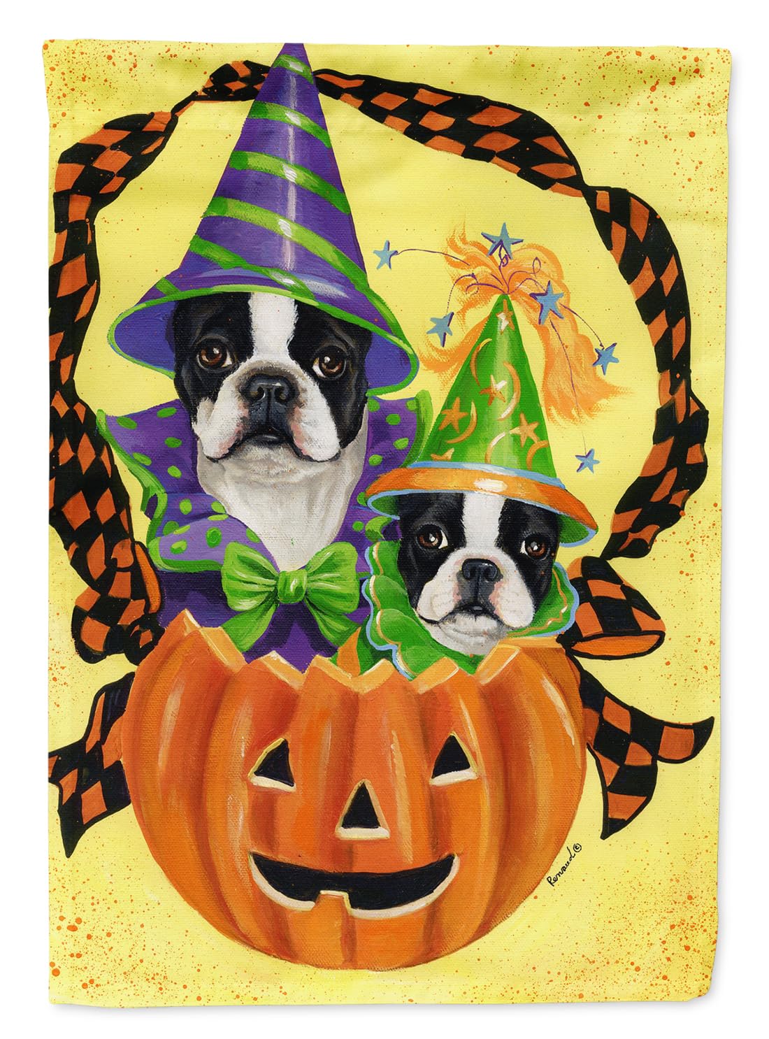 Drapeau Boston Terrier Halloween taille L pour pavoiser votre entrée