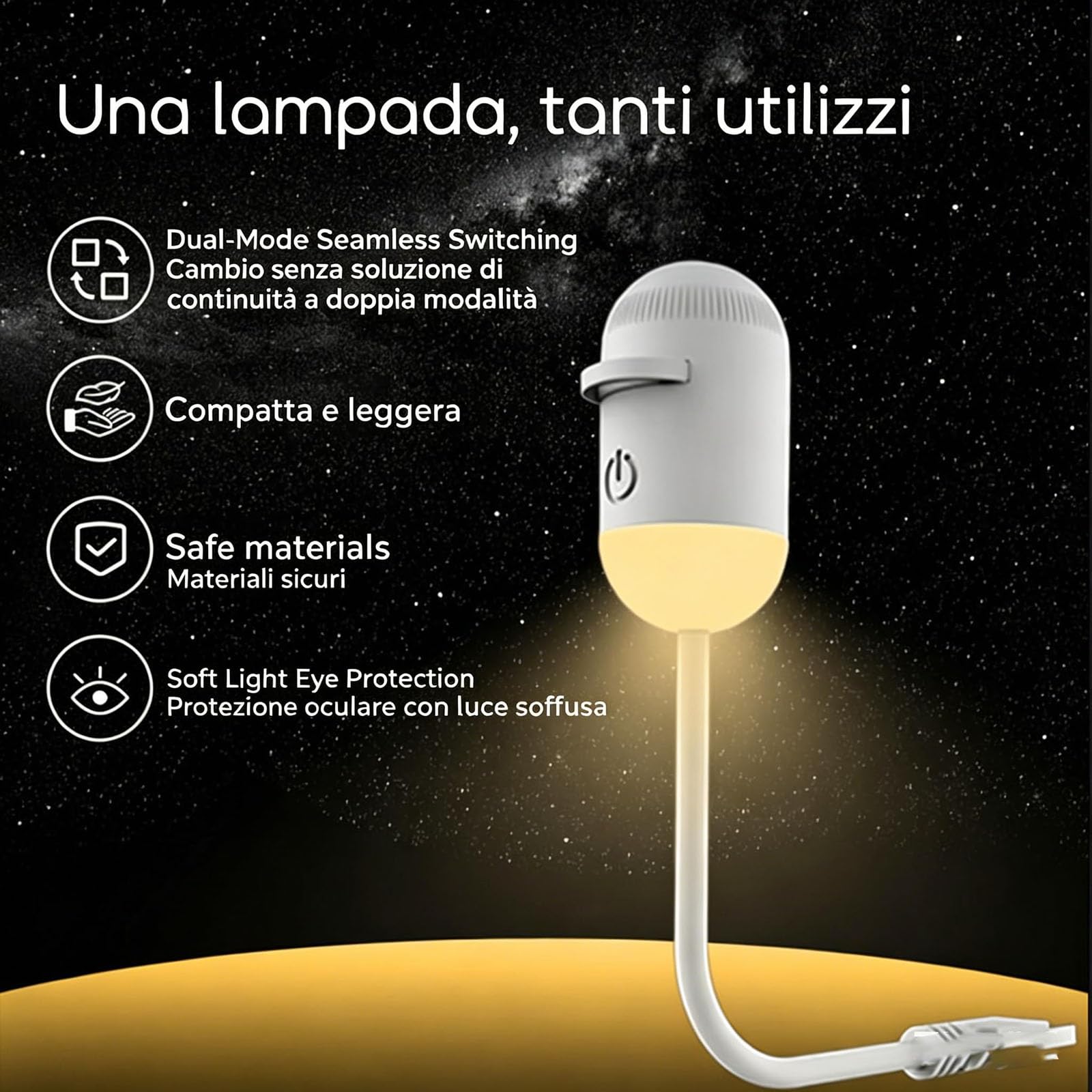 Adius Proiettore di Luce Notturna 2 in 1, Proiettore Portatile Multifunzionale per Cielo Stellato, Rotazione a 360°, Luminosità Regolabile, per Auto, Camera da Letto, Decorazione (24pcs)