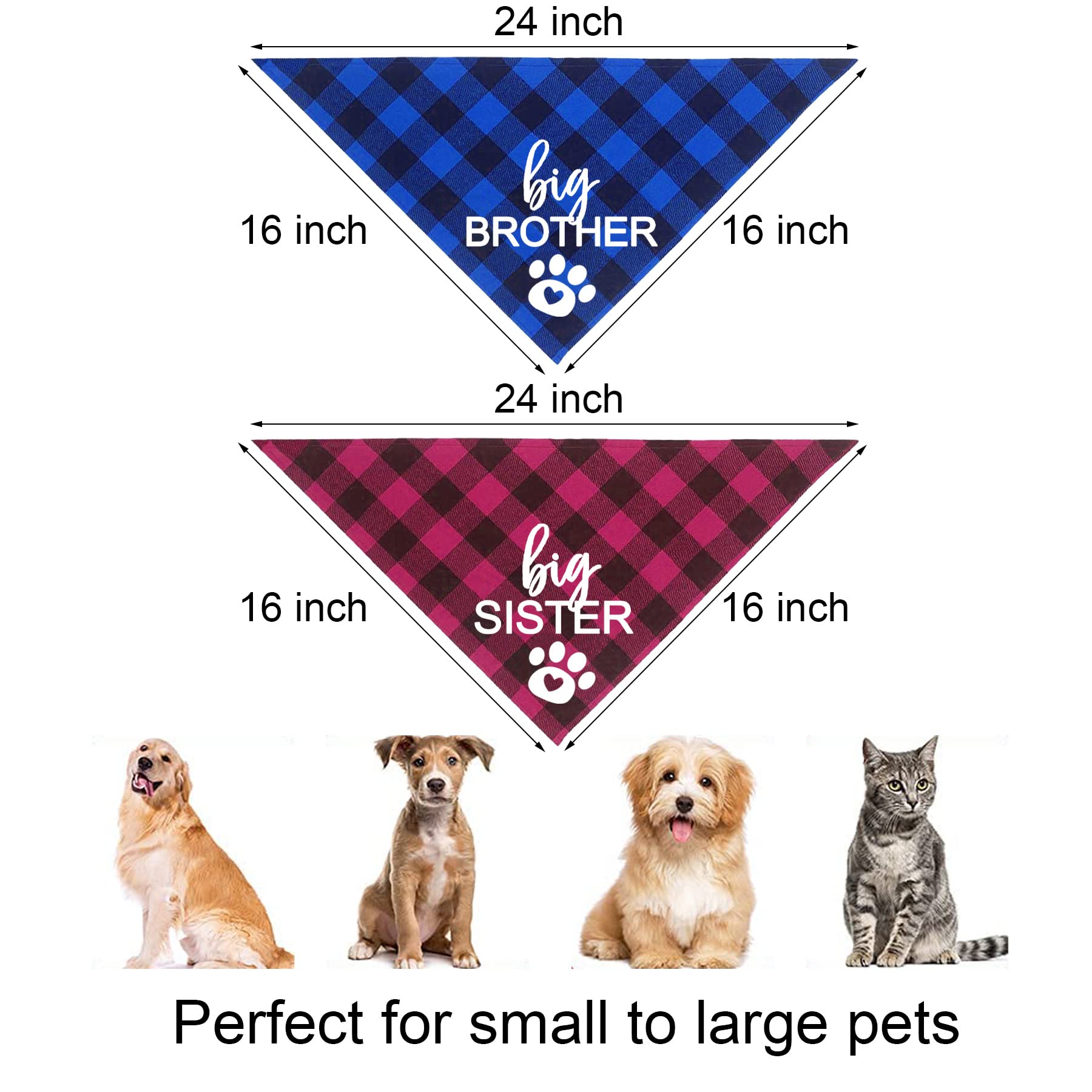 Bandana per Cani Big Brother Big Sister Blu Rosa