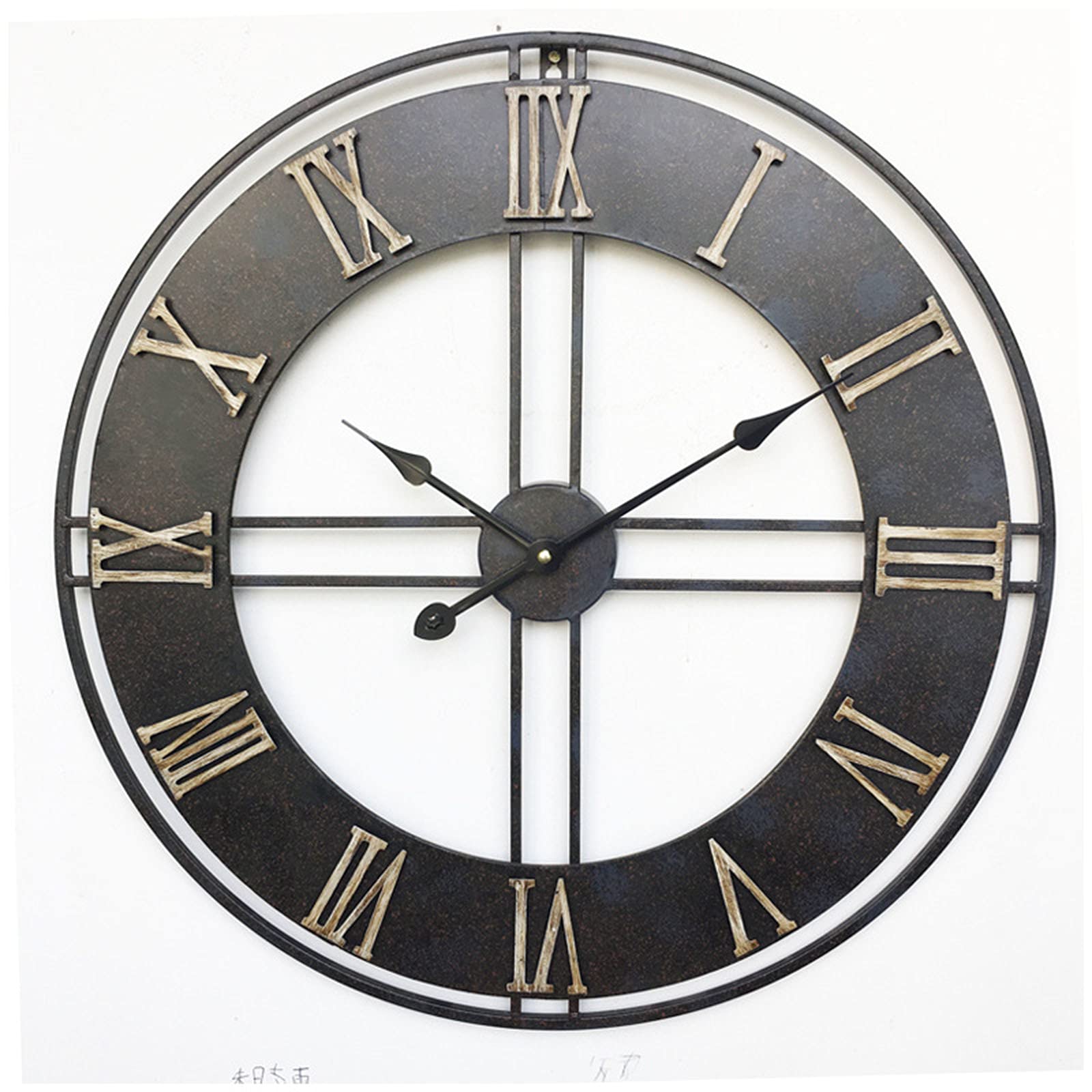 LMYSXAOZ Waterproof Outdoor Clock - Antique Open Face Garden Wall Clock, Metal Frame & Mute Quartz Movement Perfect Indoor/Outdoor Decoration