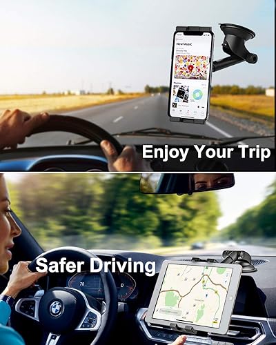 Miniatura 7 de woleyi Soporte para tablet de automóvil, tubo telescópico con ventosa para iPad Pro 9.7, 11, 12.9Air Mini 5 4 3 2, Galaxy Tabs, iPhone Series, más