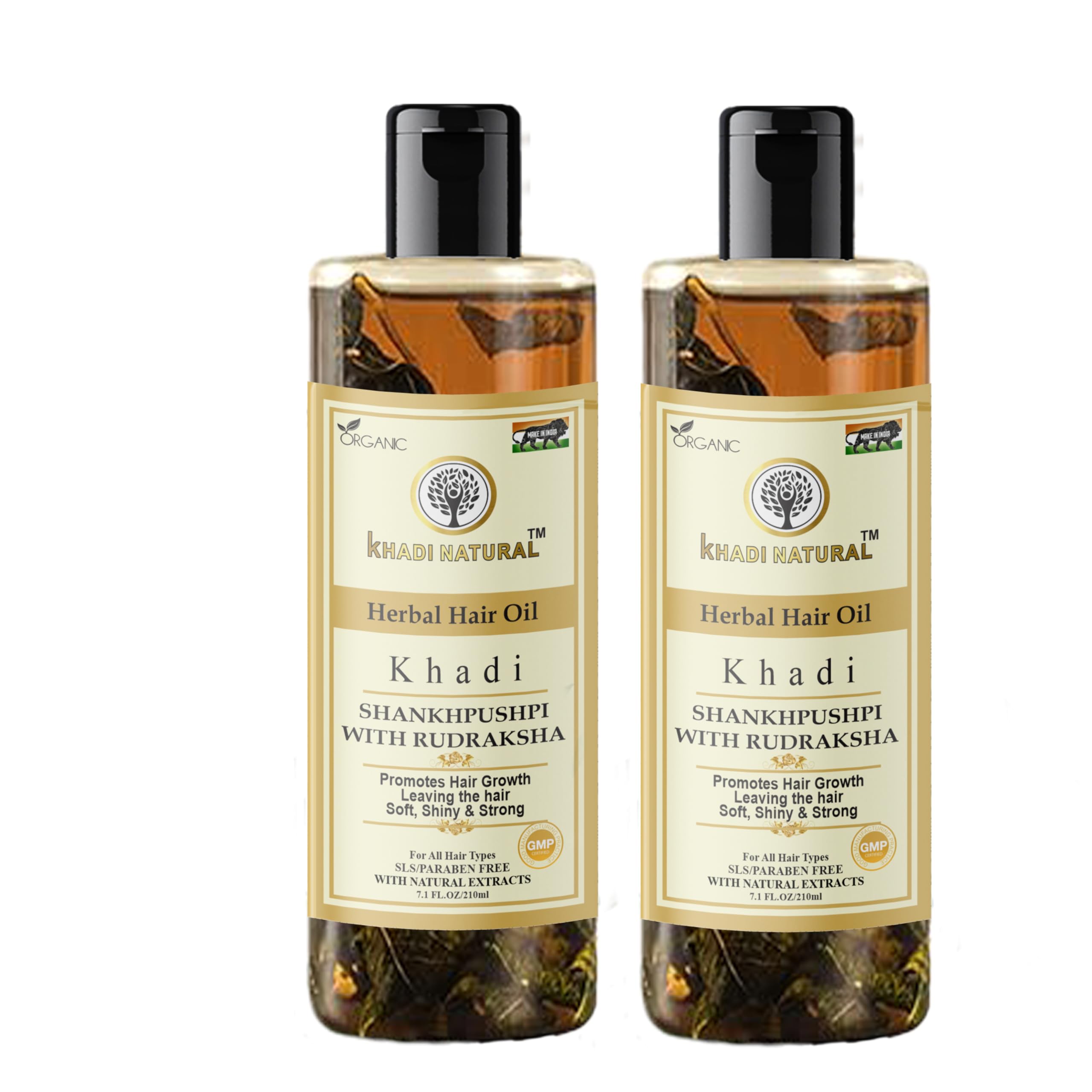 Khadi Natural Herbal Shankhpushpi with Rudraksha Hair Oil 210 ML - - Ayurvedic Hair care hair oil With Shankhpushpi Herbs (Pack 2, Shankhpushpi)