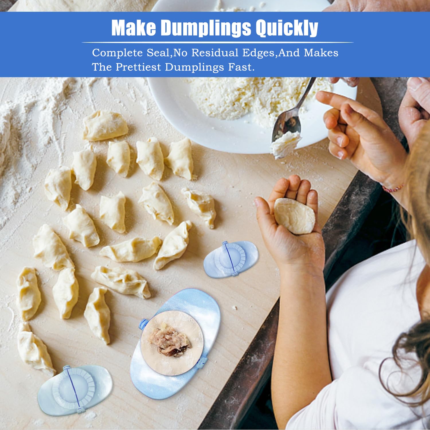 3 Piezas Molde Empanadillas, Molde de Clip para Bola de Masa, Dumpling Maker para Ravioli, Prensa Manual de Empanada, para Hacer Bolas de Masa Hervida, Pegatinas para Ollas