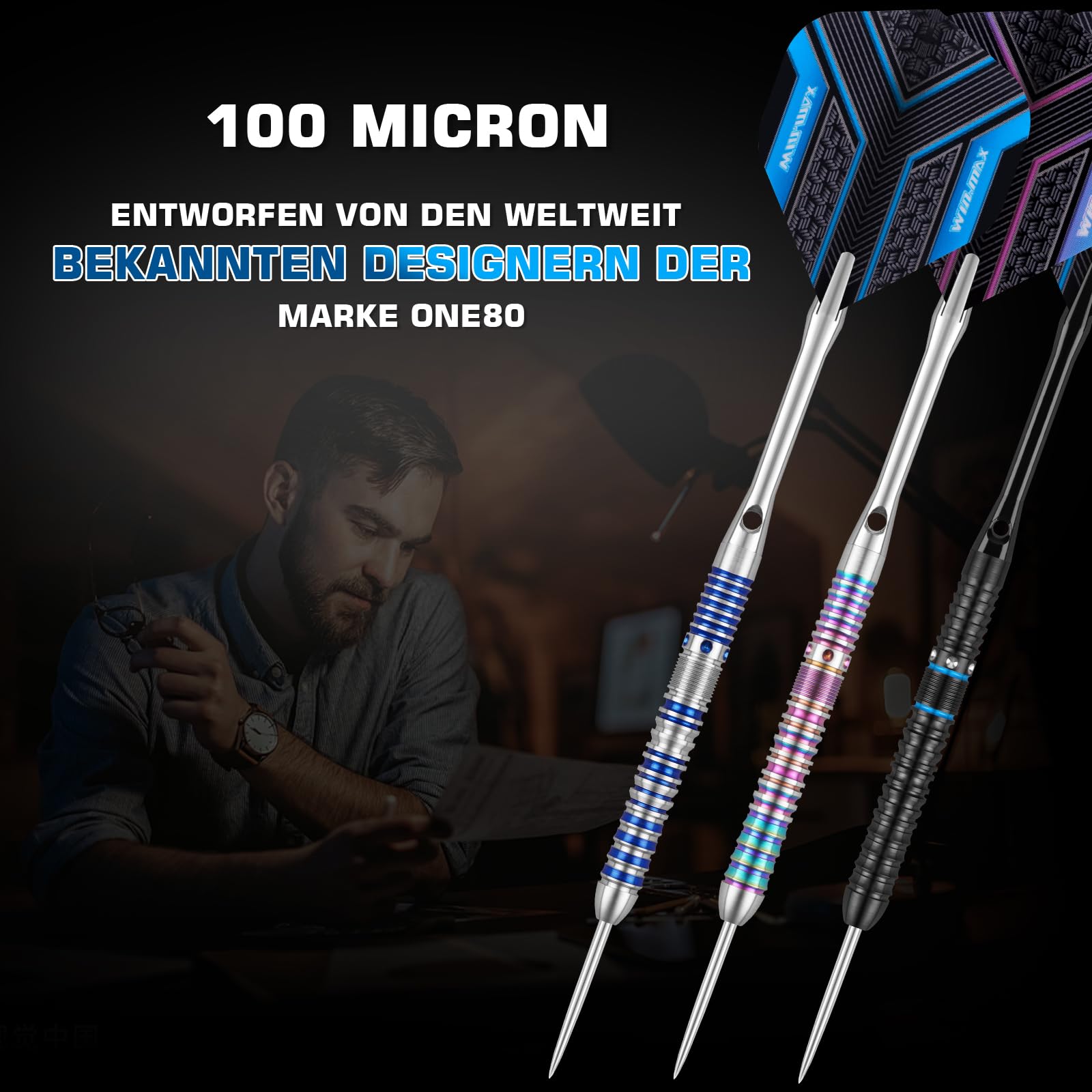 WIN.MAX Lot De 3 Fléchettes Tungstène 90% – 18-26 G – Pointe Métal – Prise En Main Renforcée