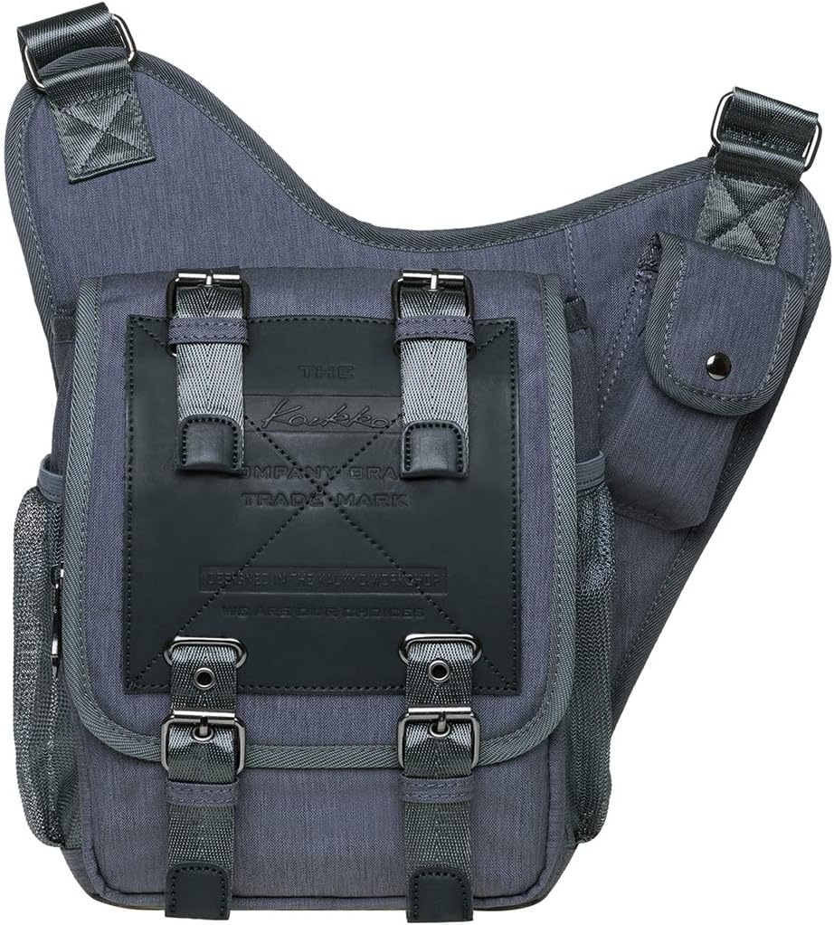 KAUKKOCanvas Vintage Breast Bag Men Women Travel Hiking Shoulder Bag. Grey