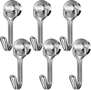 FINDMAG 6 Pack Swivel Swing Magnetic Hook 30LBS Heavy Duty Magnetic Hooks Strong Neodymium Magnet Hook for Hanging, Perfect for Refrigerator and Other Magnetic Surfaces, 60mm(2.36in) in Length