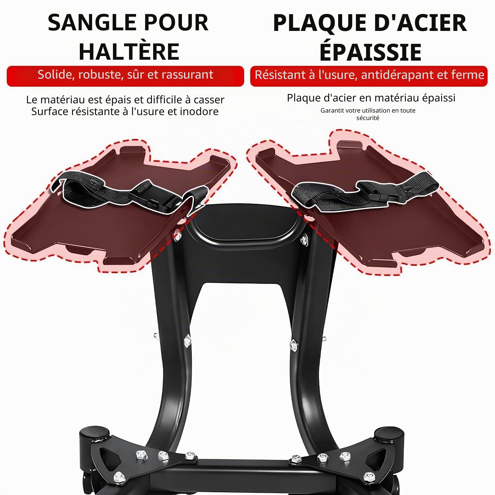 Haltères réglables de 154,2 kg, support d'haltères réglable de 154,2 kg, support en métal standard avec quatre roues pour une utilisation à la maison ou à la salle de sport.