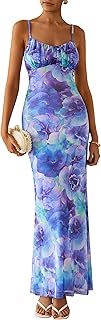 PRETTYGARDEN Women's Floral Bodycon Maxi Dress Summer Beach Sundress Sleeveless Spaghetti Strap Wedding Guest Dress OEKO-TEX STANDARD 100