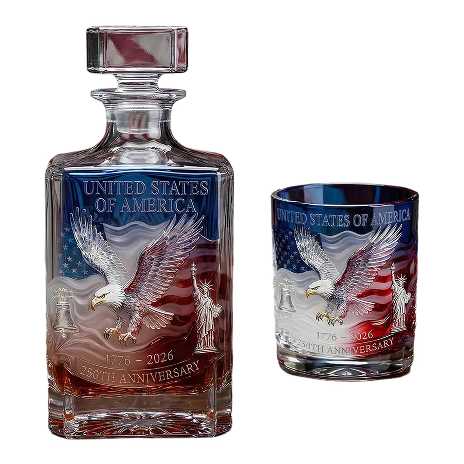 JAMNGHB Unique Whiskeys Decanter Commemorative America 250th Anniversary Liquor Bottle for Collectors and History Enthusiasts Collectible Liquor Decanter