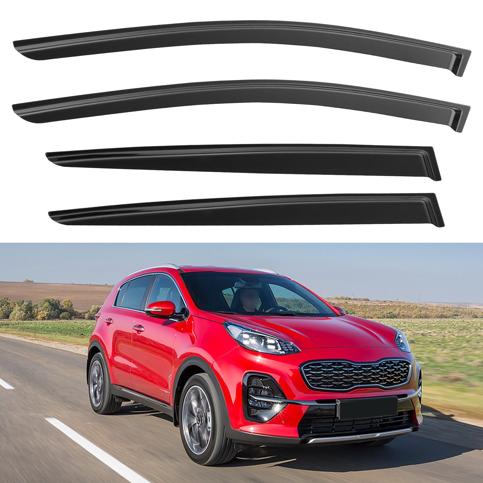 Window Visors Rain Guards for Kia Sportage 2017-2022 | Out-Channel Window Vent Wind Deflectors Visors Shades Protectors for 17 18 19 20 21 22 Kia Sportage