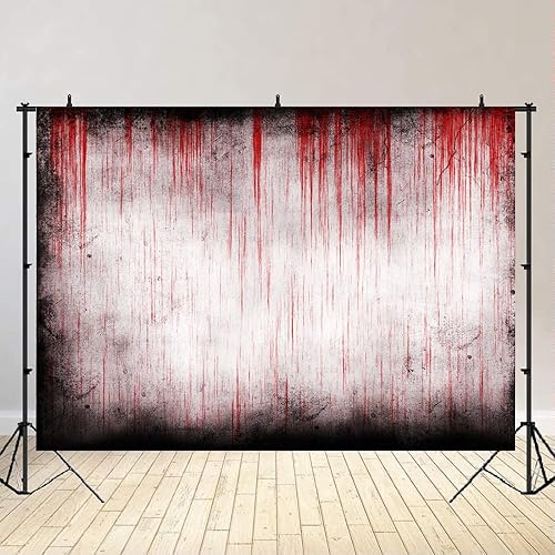 Miniatura 2 de Lofaris Telón de fondo de Halloween para fotos de pared sangrienta y grungy, fondos de fotografía de asesinato, crimen de terror, decoración de