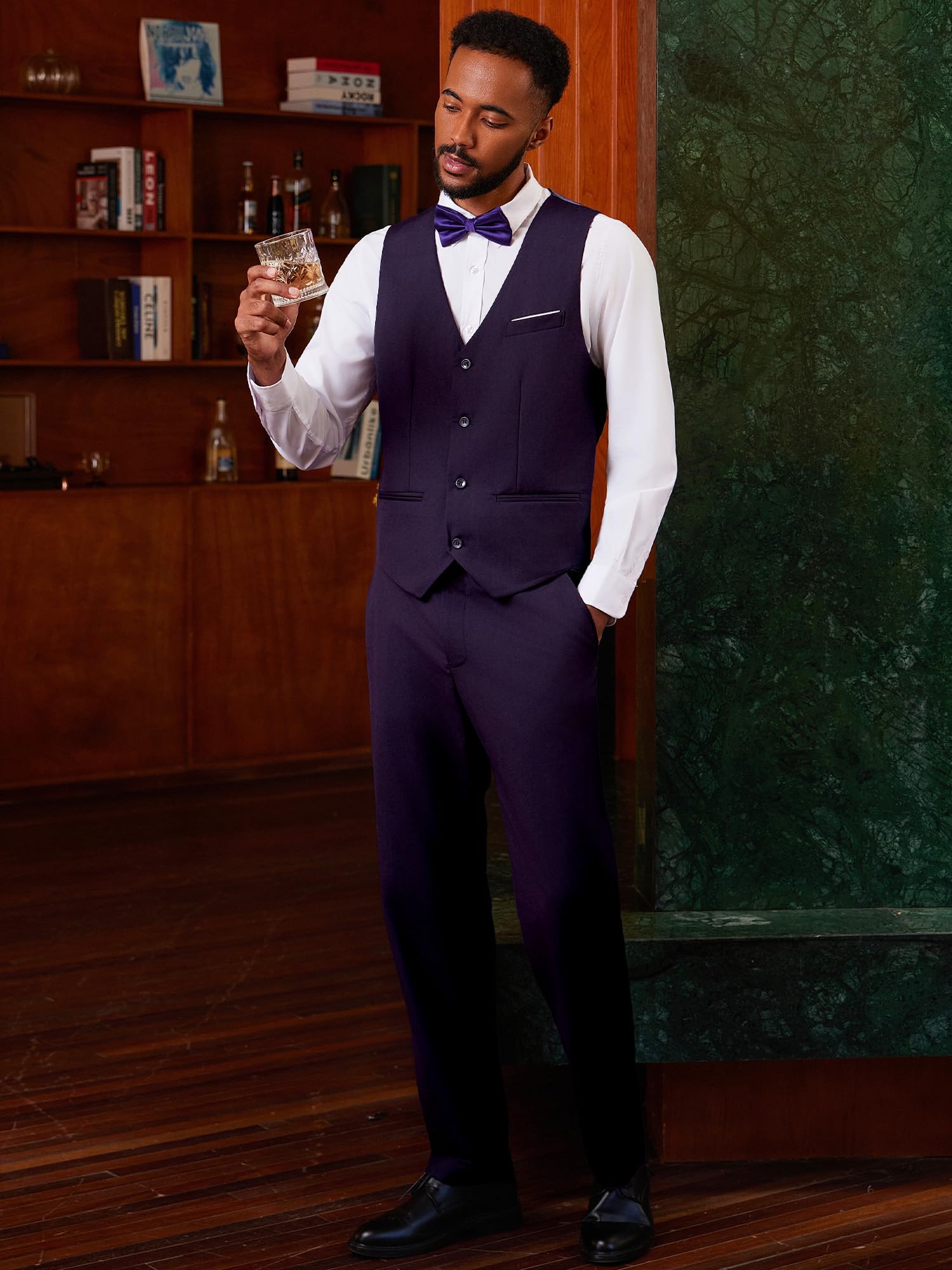 Costume Homme 3 Pièces Slim Fit Revers Cranté Un Bouton Mariage Smoking Formel Business Couleur Unie Confort Elégant Veste, Gilet et Pantalon de Costume