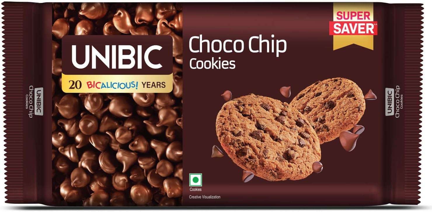 FOODS Unibic Choco Chip Cookies Super Saver Pack 500g, Delicious Crunchy Chocolate Cookies, Enriched with Choco Chips