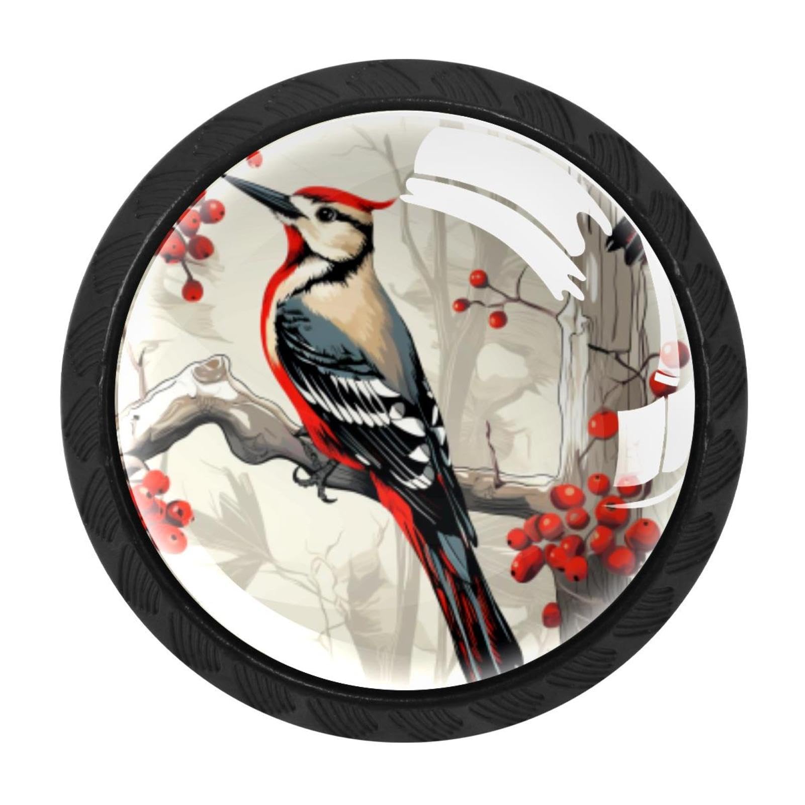 CHENZZZZ 4 Pieces Kitchen Cabinet Drawer Dresser Door Knobs Pulls Handles, Woodpecker
