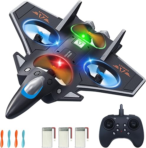 Snugzy Foam RC Plane Remote Control Airplanes for Kids 8-16, 360° Flip Stunt Roll RC Airplane with Colorful Lights, Airplane Toys Gifts for Boys
