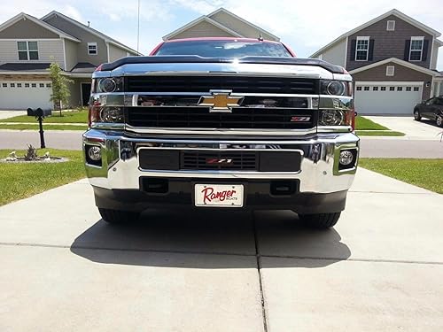 Miniatura 3 de Rejilla de acero inoxidable y pintura electrostática negra para insertar en defensa de 2015+ Chevy Silverado 25003500HD Edición "Z-71"