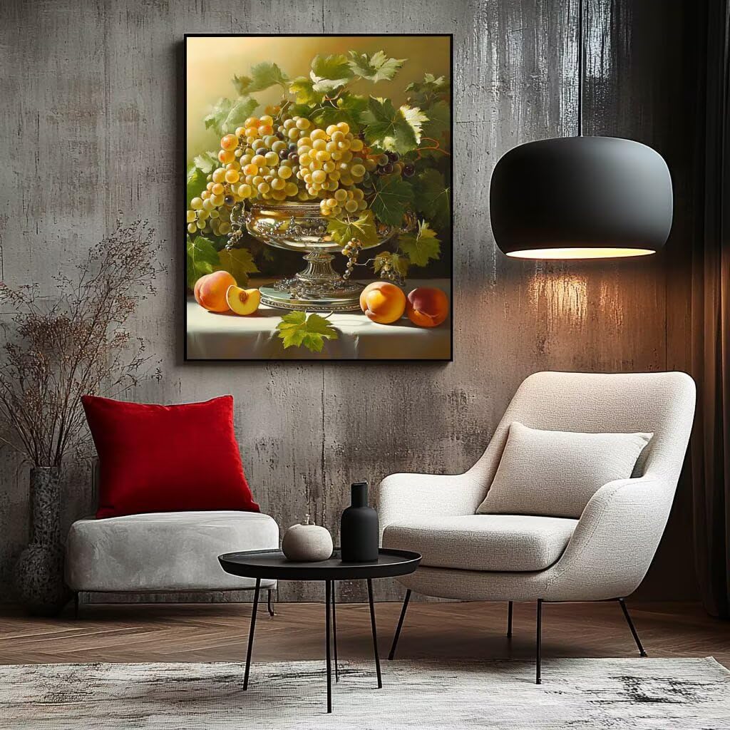 Malowanie po numerach dla dorosłych, malowanie owocami po numerach, płótno dla dzieci, artykuły plastyczne na ścianę, 137 x 102 cm, DIY, winogrono, kolorowy obraz na płótnie, rękodzieło, do dekoracji