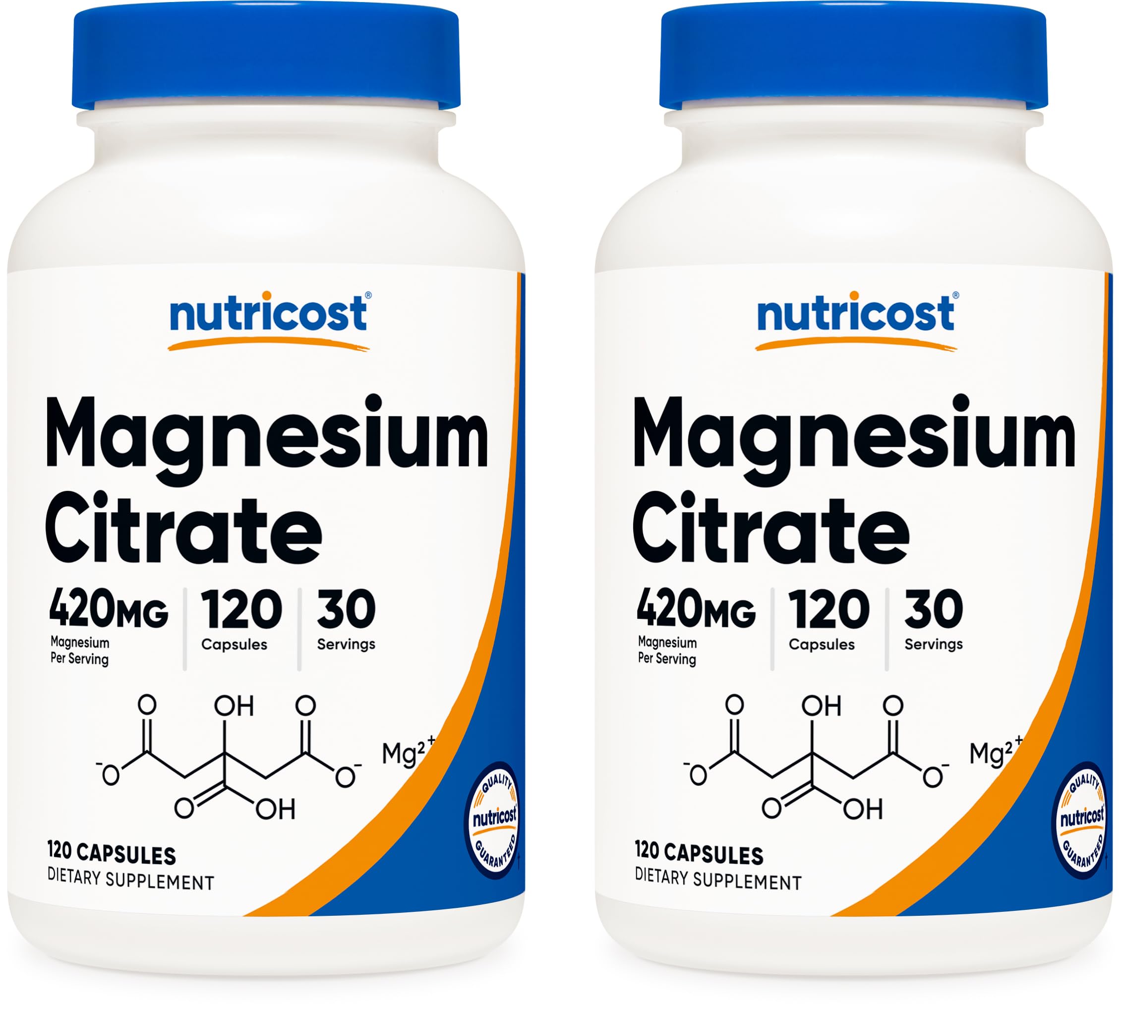 Nutricost Magnesium Citrate 420mg, 120 Veggie Capsules - 30 Servings, Gluten Free, Non-GMO Supplement (Pack of 2) 120 Count (Pack of 2)