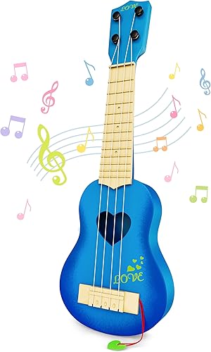 Instrumento musical de guitarra de ukelele clásico para niños, color azul