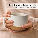 MIAMIO – 450 ml, lot de 4 Mug de latte en céramique – Set de tasse de café moderne élégant pour café, latte, thé, cacao chaud - Boissons Lave-vaisselle & Micro-ondes sans danger – Collection Aura (Cocoa crémeux, tasses à café(4X))
