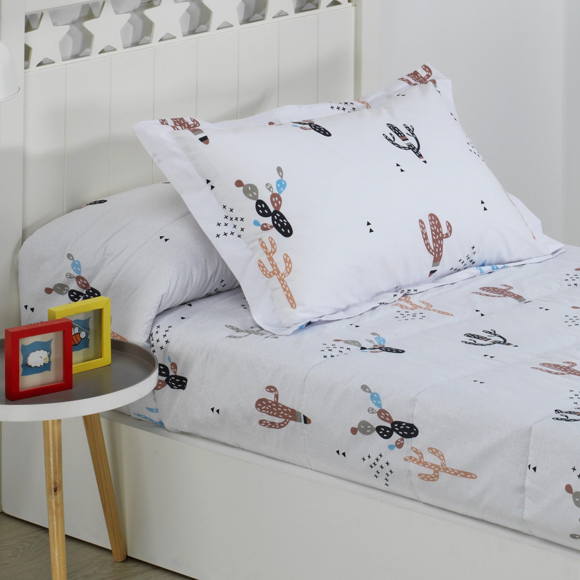 DHESTIA HOME Edredón Ajustable Cama Infantil Cactus Color Único Talla Cama 90