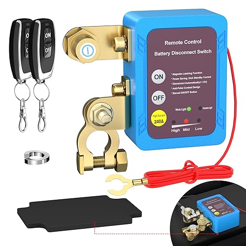 Interruptor de apagado de 12 V 240 A, interruptor de desconexión de batería remota, interruptor de apagado automático, interruptor de control remoto