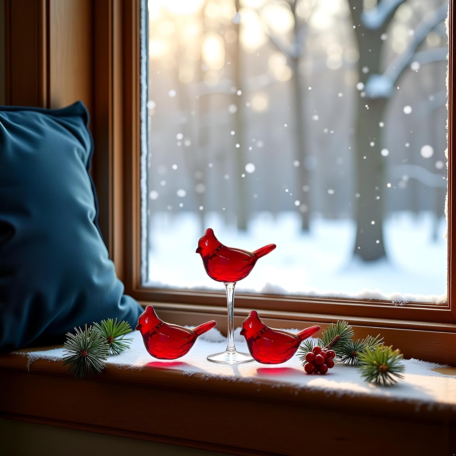 3 Pcs Acrylic Cardinal Figurine Home Decor Glass Red Bird Statue for Illuminated Display Home Décor Accents (Red) - Image 6