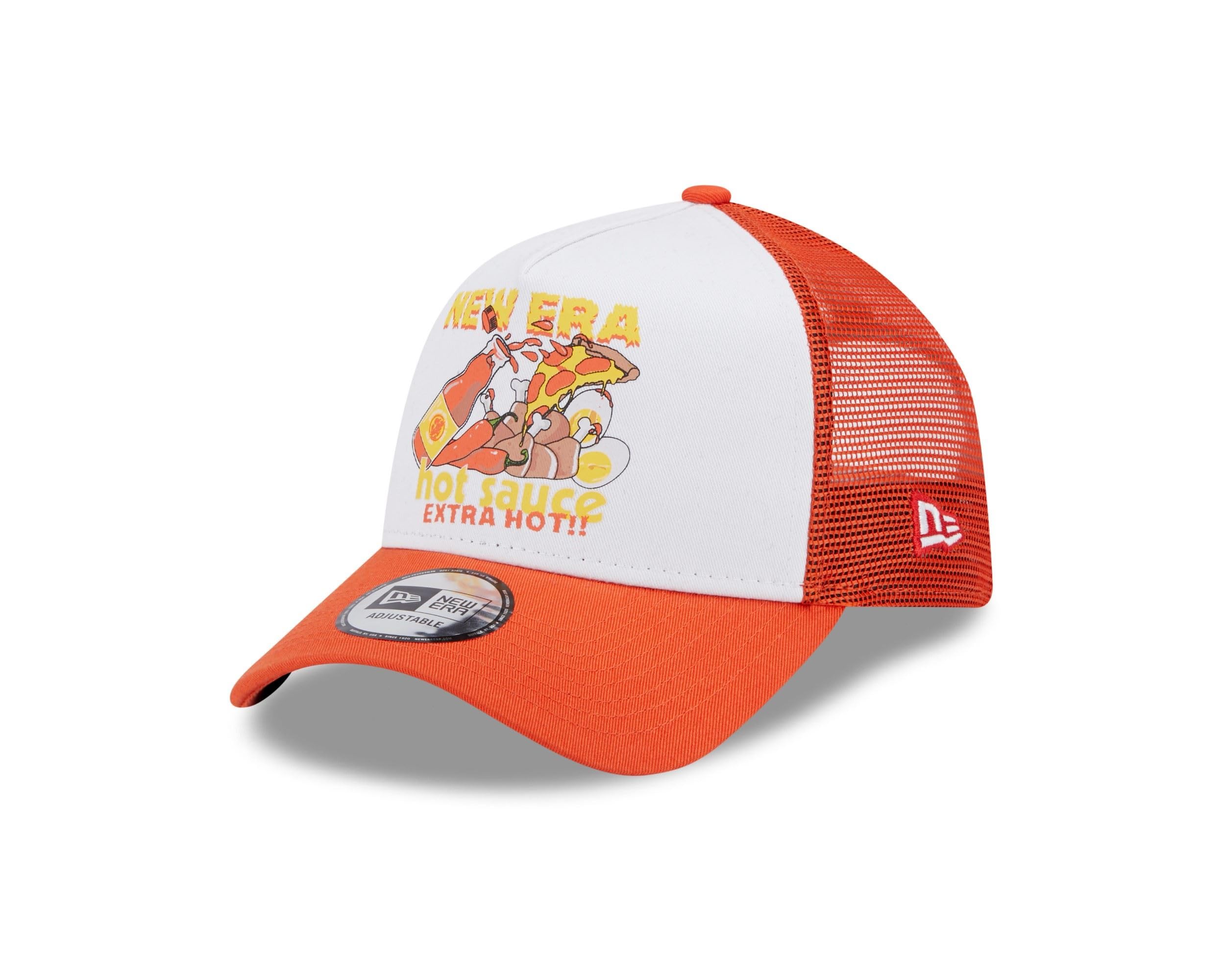 New Era Hot Sauce NE Food White Orange 9Forty A-Frame Trucker Cap - One-Size