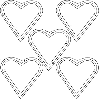 Hotop 5 Pieces Heart Shaped Wire Wreath Frame Floral Love Wreath Flower ...