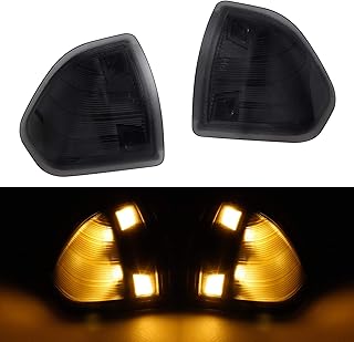 HERCOO LED Side Mirror Turn Signal Light Left and Right Lamps Smoked Cover Lens for 68302828AA 68302829AA Compatible with 2010-2018 Dodge Ram 1500 2500 3500 4500 5500, Pack of 2