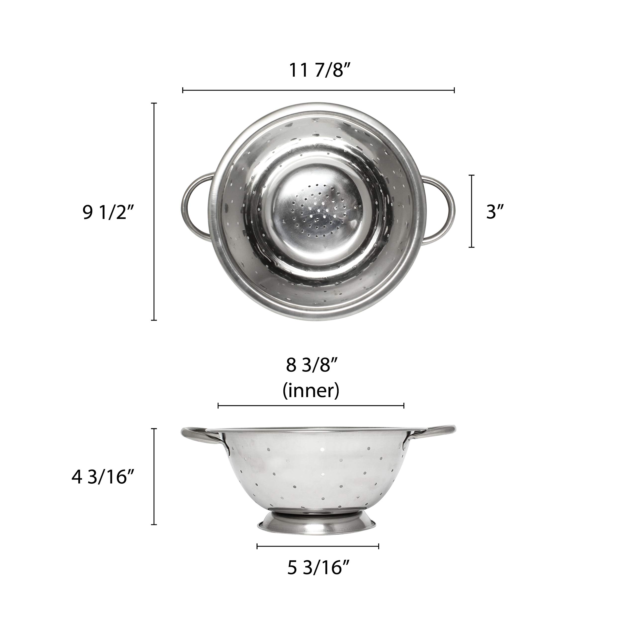 Excellanté 3 Quart Stainless Steel Colander